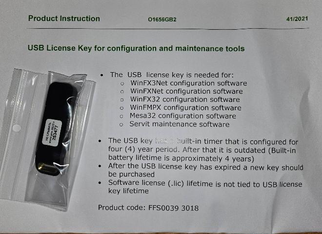 FX/ESA КЛЮЧ для работы с программой, USB (FFS00393016)